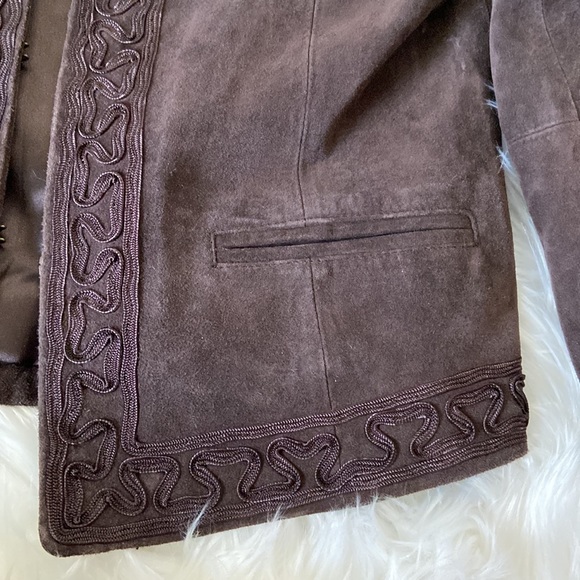 Chico's Chocolate Brown Suede Leather Jacket SZ 1 - Picture 5 of 12